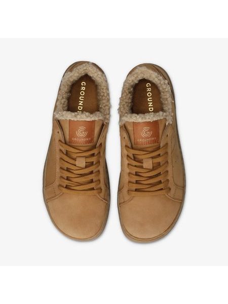 Dámské zateplené Barefoot Tenisky GROUNDIES® Universe Teddy Koňakové