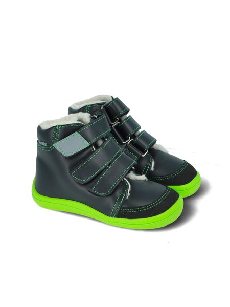 BEDA ZIMNÍ VYŠŠÍ MARCUS Black/Green | Dětské zimní zateplené barefoot boty