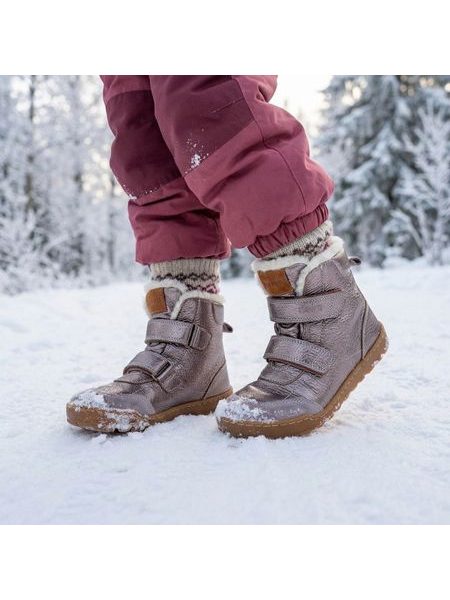 Gyerek Barefoot téli bélelt cipő RAYVE LAHTI rózsaszín-arany