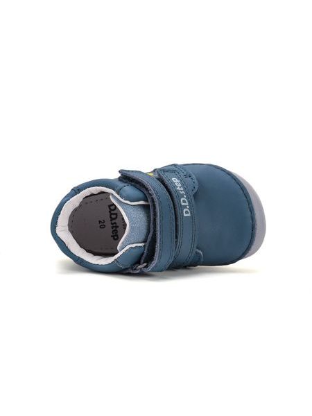 Dětské barefoot celoroční boty D.D.STEP S070-62964B modré traktor - pohled zepředu