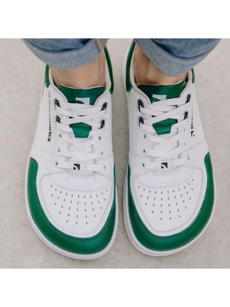 Adidași barefoot Barebarics Wave albi cu verde închis