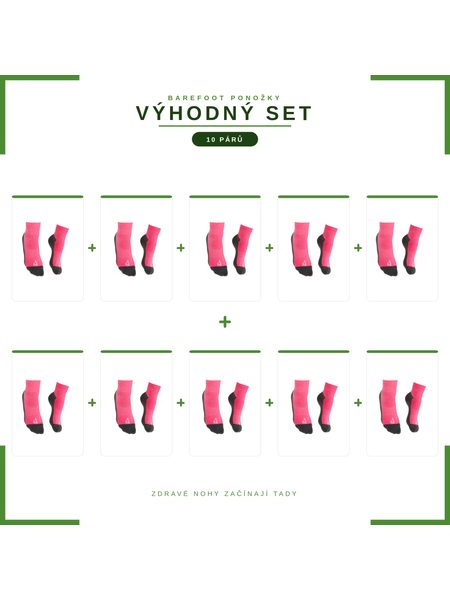 DĚTSKÉ NABOSO BAREFOOT BAMBUSOVÉ PONOŽKY Růžové VÝHODNÝ SET 10 KUSŮ
