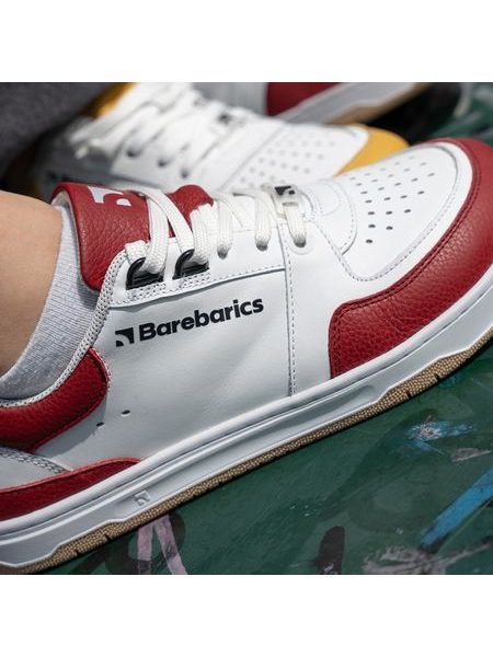 Ténis barefoot Barebarics Wave branco e vermelho carmim