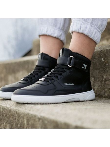 Adidași barefoot Barebarics Zing - High Top - negri și albi - piele