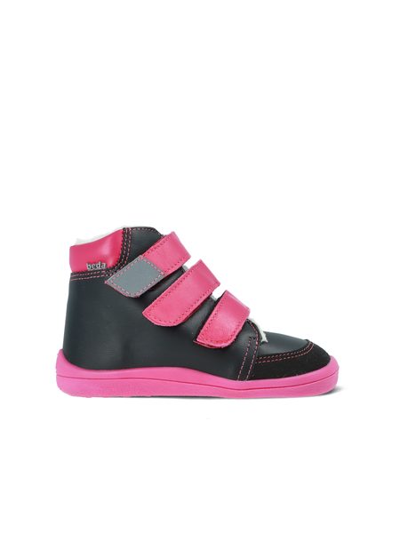 BEDA ZIMNÍ VYŠŠÍ EL Black/Pink | Dětské zimní zateplené barefoot boty