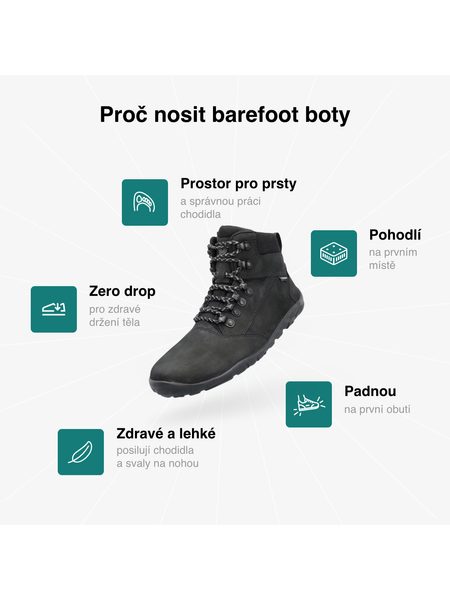 Barefoot Outdoorové Boty GROUNDIES® Portland Černé