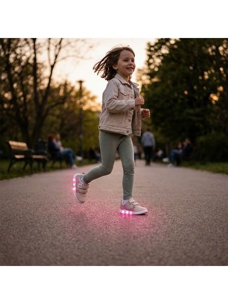 BEPPI SAPATO INFANTI Béžové | Dětské barefoot svítící tenisky