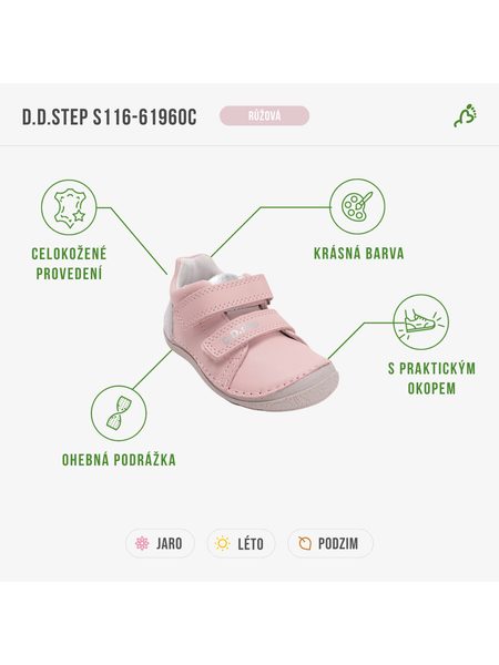 D.D.STEP S116-61960C Růžová | Dětské barefoot celoroční boty