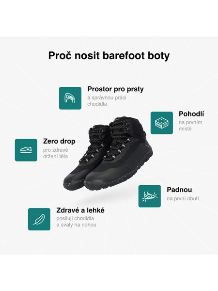 Barefoot Voděodolné Pohorky GROUNDIES® All Terrain High 2.0 Černé