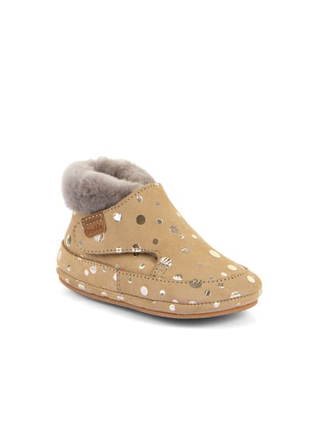 FRODDO ZIMNÍ CAPÁČKY FURRY WALKERS Gold+ | Dětské první zateplené barefoot botičky