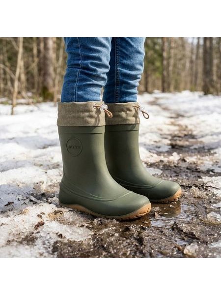 Dětské Zateplené Barefoot Holínky RAYVE MONSOON COVER WINTER khaki