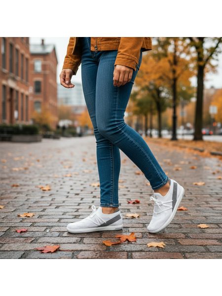 Barefoot Slip-On Tenisky GROUNDIES® Osaka Bílo Šedé