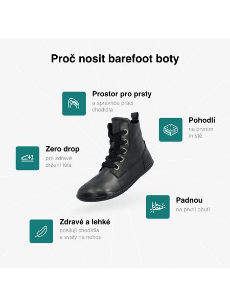 Dámské Barefoot+ Kotníkové Boty GROUNDIES® Salzburg Černé