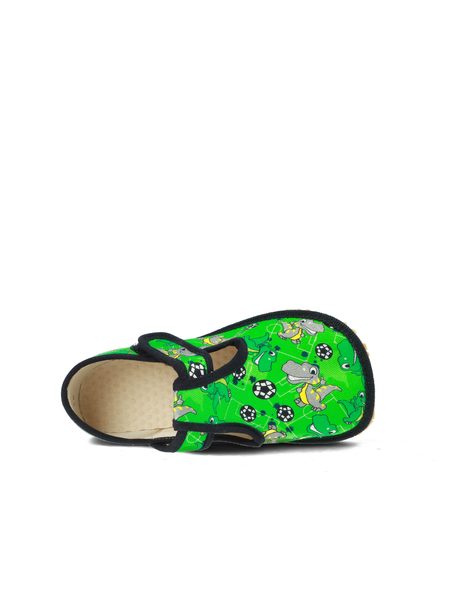 BEDA PAPUČE BF 060010/W DINOBALL Green – Široké | Dětské barefoot přezůvky