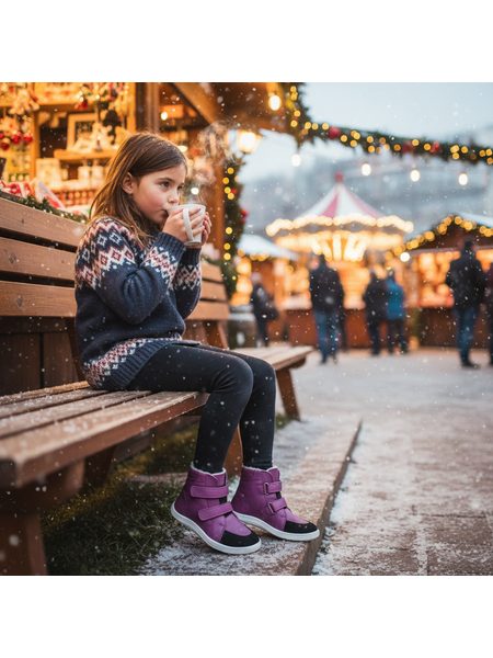BABY BARE FEBO WINTER Magenta Asfaltico | Dětské zimní zateplené barefoot boty