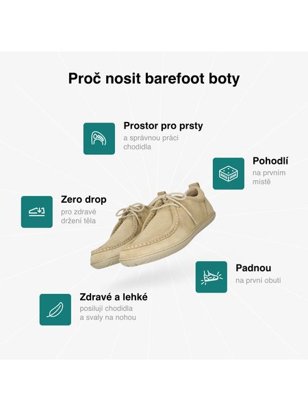 Barefoot Mokasíny GROUNDIES® Cricket Béžové
