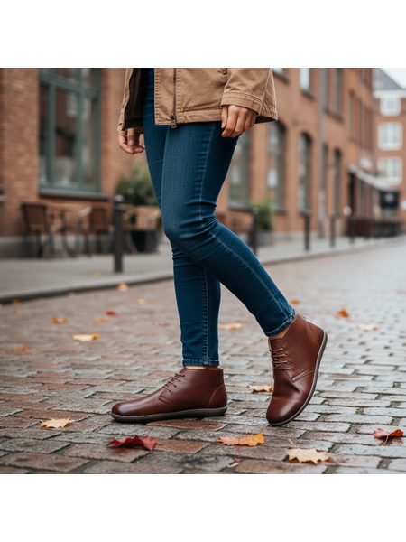 Barefoot Kotníkové Boty GROUNDIES® Milano Hnědé