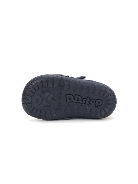 Dětské barefoot celoroční boty D.D.STEP S070-62594B modré dinosauři - ohebná podrážka