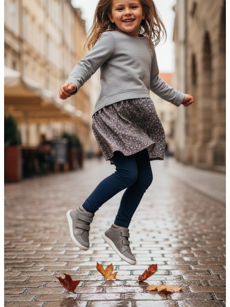 BABY BARE FEBO FALL Grey Asfaltico | Dětské celoroční barefoot boty