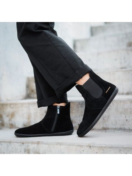 Barefoot Zateplené Chelsea GROUNDIES® CAMDEN MID Černé Barefoot+