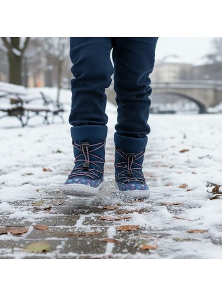 FRODDO ZIMNÍ TEX TRACK WOOL Denim+ | Dětské zimní zateplené barefoot boty