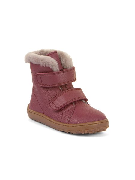 FRODDO KOTNÍKOVÉ ZIMNÍ FURRY BOOT Bordeaux | Dětské zimní zateplené barefoot boty