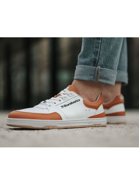 Ténis barefoot Barebarics Wave branco e laranja