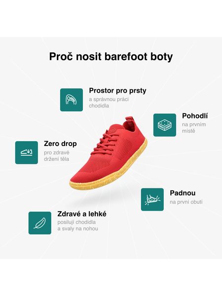 Dámské Barefoot Tenisky GROUNDIES® Active Knit Třešňově Červené