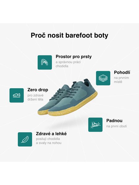 Barefoot Tenisky GROUNDIES® Active Knit Petrolejově Zelené