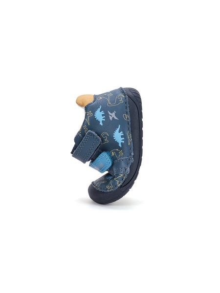 Dětské barefoot celoroční boty D.D.STEP S070-62594B modré dinosauři - pohled zezadu