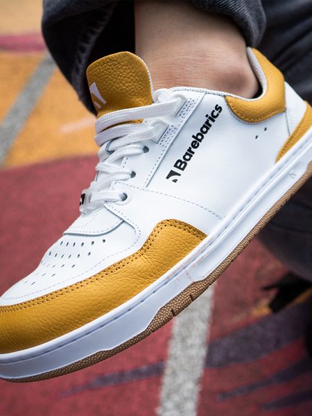 Adidași barefoot Barebarics Wave albi cu galben