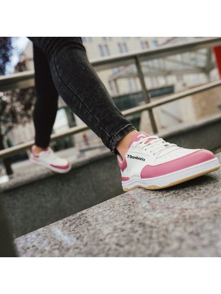 Ténis barefoot Barebarics Wave branco e rosa