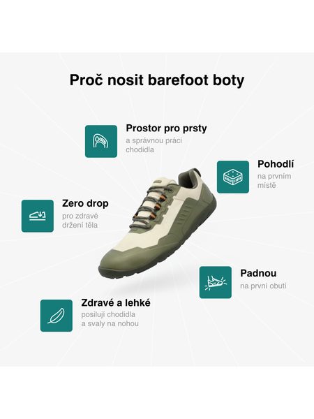 Barefoot Outdoorové Boty GROUNDIES® All Terrain Low 2.0 Zeleno Oranžové