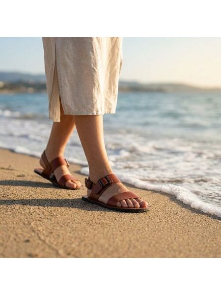 Pánské Barefoot Sandály GROUNDIES kos koňakové