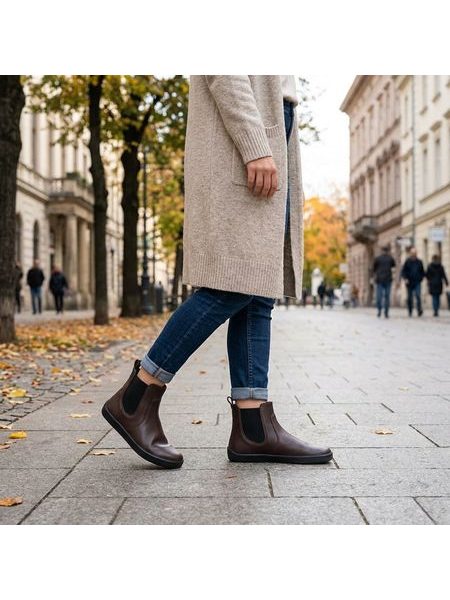 Dámské Barefoot Chelsea boty BE LENKA ENTICE NEO tmavě hnědé & černé
