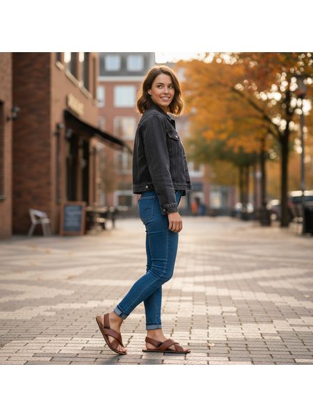 Dámské Barefoot Sandály GROUNDIES® Verona Tmavě Hnědé Vegan