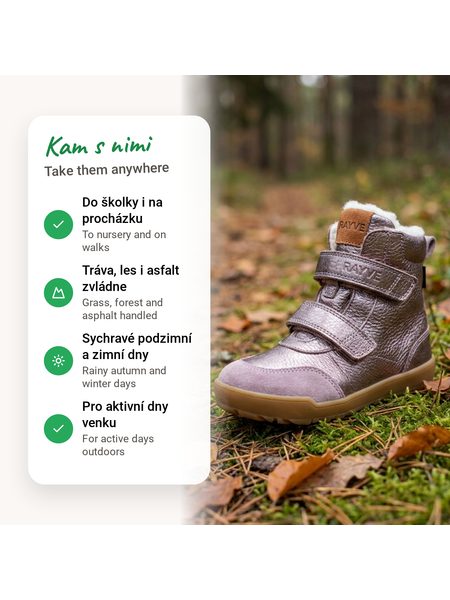 Bottes d'hiver barefoot enfant RAYVE LAHTI rose doré