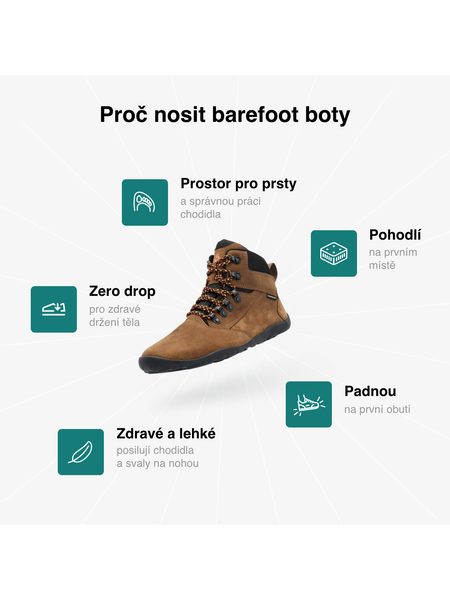 Barefoot Outdoorové Boty GROUNDIES® Portland Hnědé