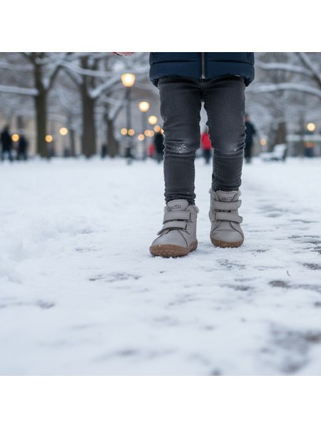 FRODDO ZIMNÍ FURRY Light Grey | Dětské zimní zateplené barefoot boty