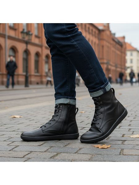 BAŤA ŠNĚROVACÍ KOTNÍKOVÁ OBUV Černá | Pánské barefoot kotníkové boty