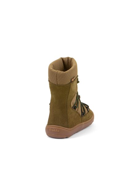 FRODDO ZIMNÍ TEX TRACK WOOL Olive | Dětské zimní zateplené barefoot boty