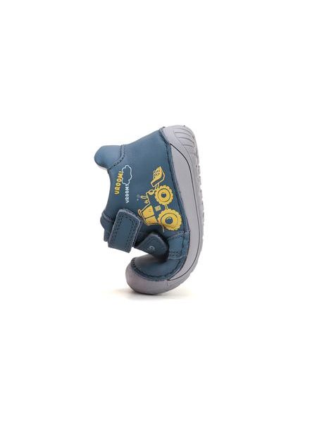 Dětské barefoot celoroční boty D.D.STEP S070-62964B modré traktor - pohled zezadu