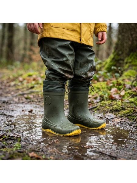 RAYVE MONSOON COVER Army Green/Yellow | Dětské barefoot holínky