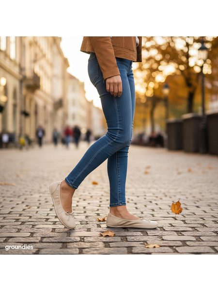 Dámské Barefoot Baleríny GROUNDIES® Ruby 2.0 Béžové