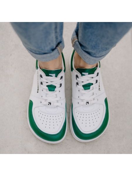 Ténis barefoot Barebarics Wave branco e verde-escuro