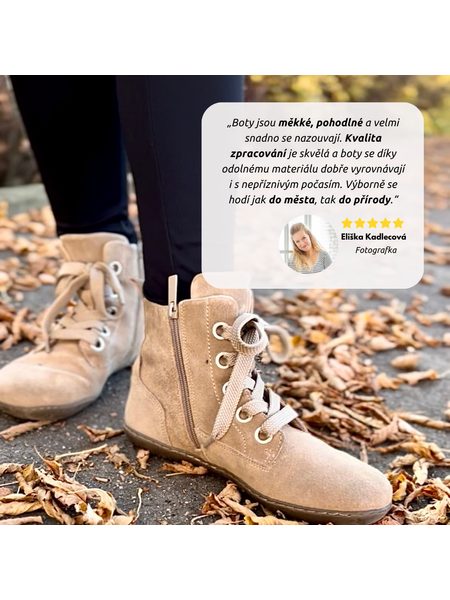 Dámské Barefoot Kotníkové Boty GROUNDIES® Salzburg Béžové