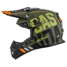 Motocross Helmet CASSIDA CROSS CUP SONIC matt green /orange L