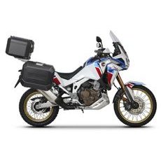 Complete set of black aluminum cases SHAD TERRA, 37L topcase + 36L / 47L side cases, including mounting kit and plate SHAD HONDA CRF 1100 Africa Twin