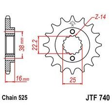 Ritzel JT JTF 740-16 16T, 525