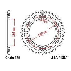 Aluminium-Ketten Rad JT JTA 1307-42BLK 42T, 525 schwarz